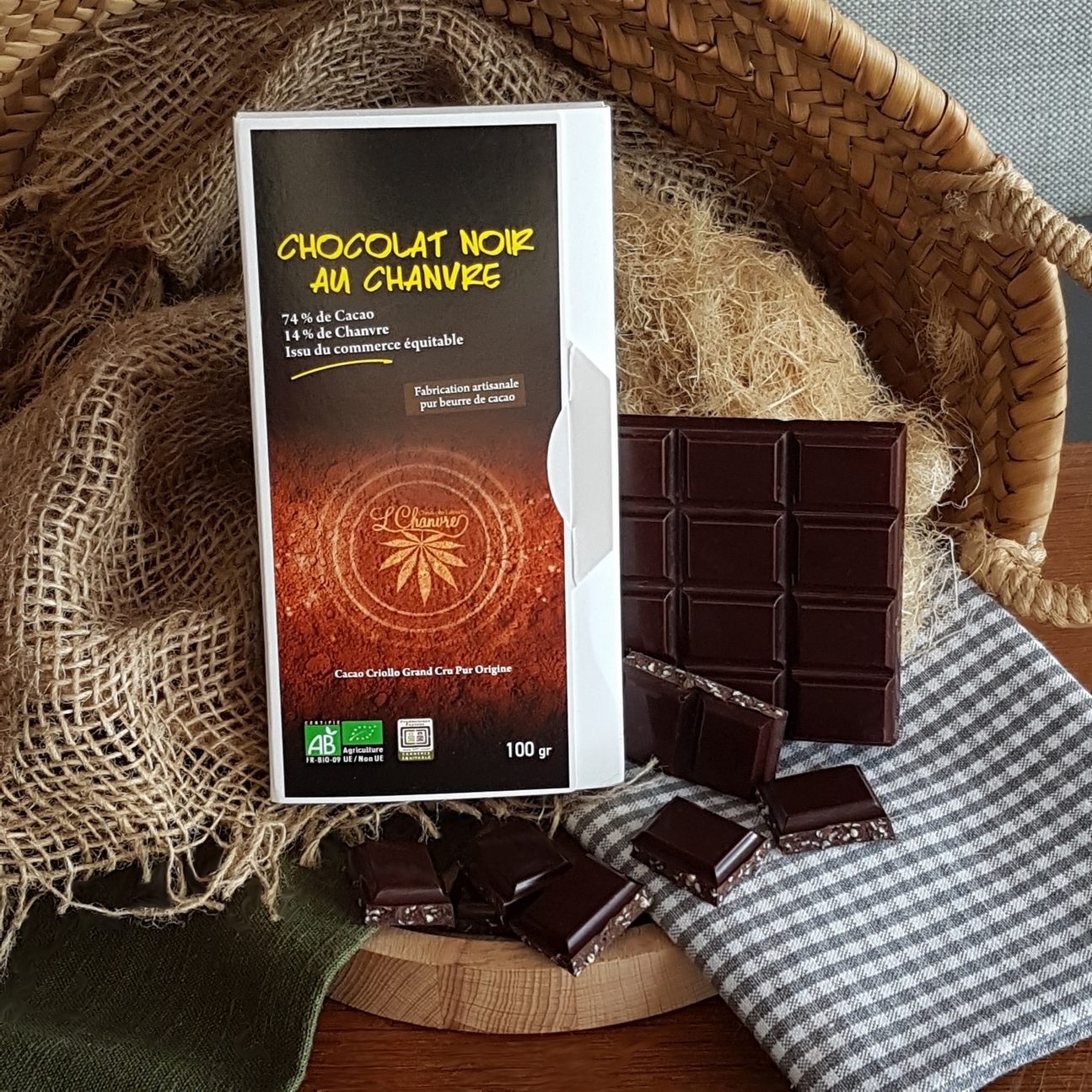 Chocolat noir artisanal au chanvre biologique - L' Chanvre : spécialiste du  chanvre biologique